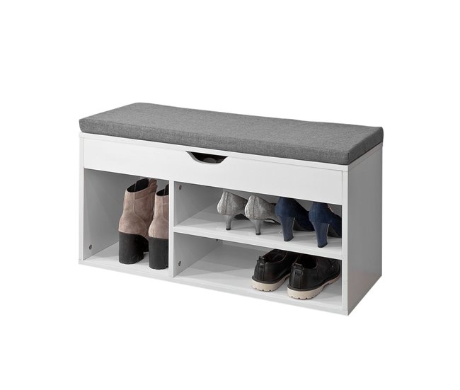 Banco para sapatos com gaveta e 3 compartimentos FSR45-HG SoBuy Cinza