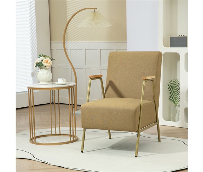 Poltrona Individual poliéster, espuma, aço, painel multicamadas Castanho