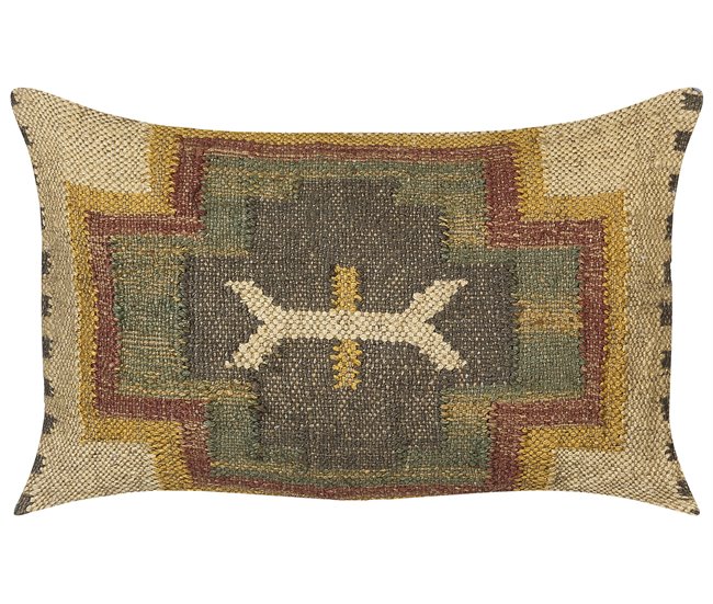 Beliani Almofada decorativa PULICAT 50x30 Verde Escuro
