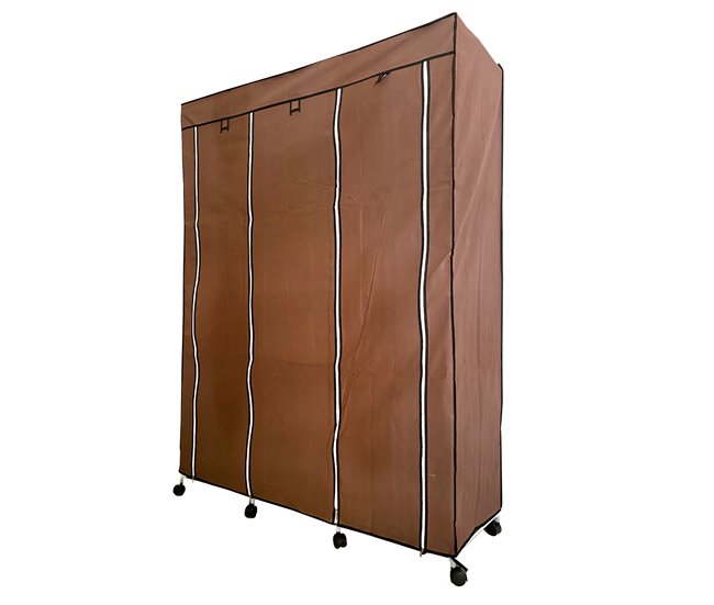 Armário de tecido com portas e rodas com zíper Nyana Home 125 Castanho