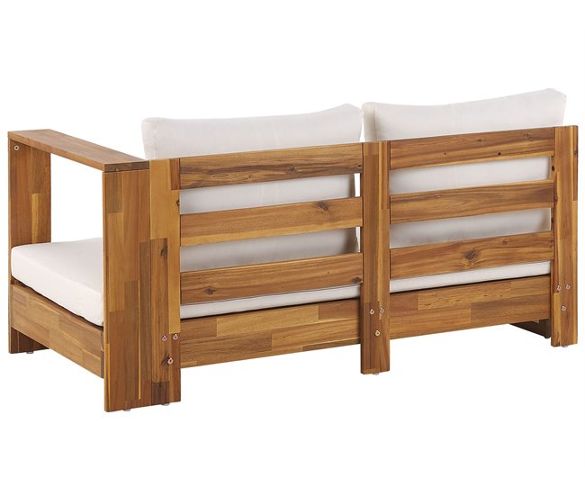 Beliani Conjunto lounge Madeira de acácia MARETTIMO Branco/ Bege