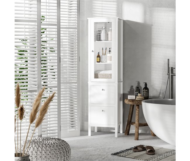 Armario Alto de banheiro MDF kleankin, casa - casa de banho Branco