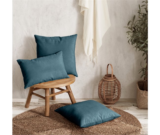 Almofada quadrada de bombazina DUNE Azul