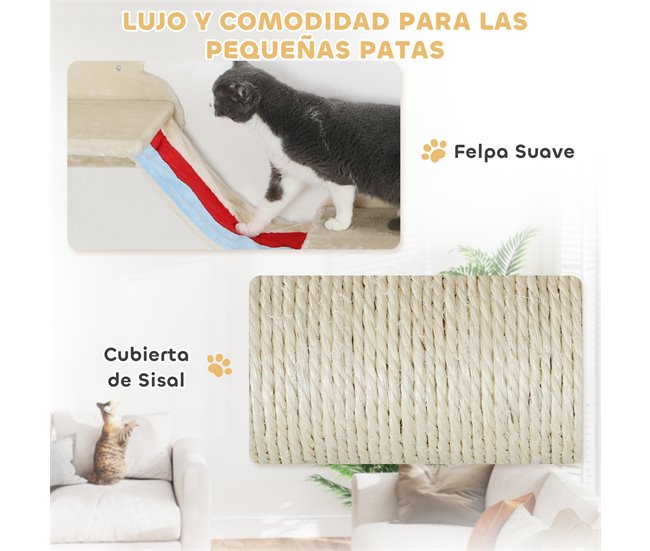 Prateleiras de Parede para Gatos Melamina de Madeira e Sisal Cru