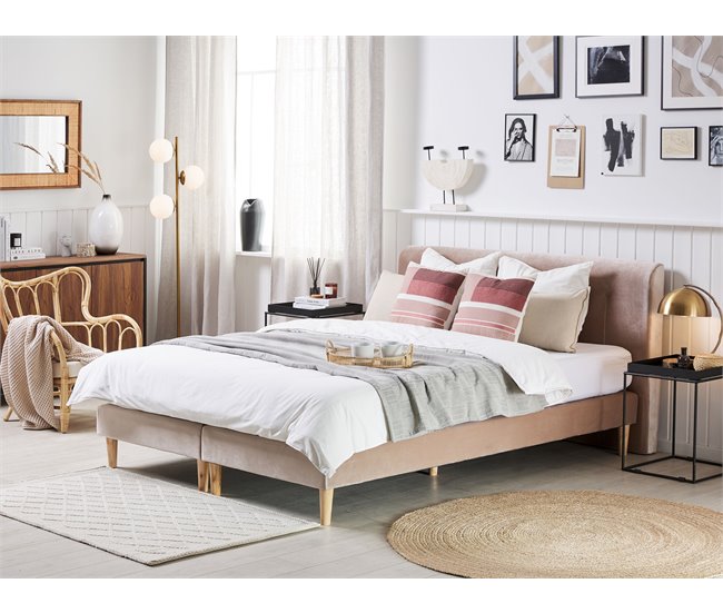 Beliani Cama continental Terciopelo MARQUISE 171x213 Cinza
