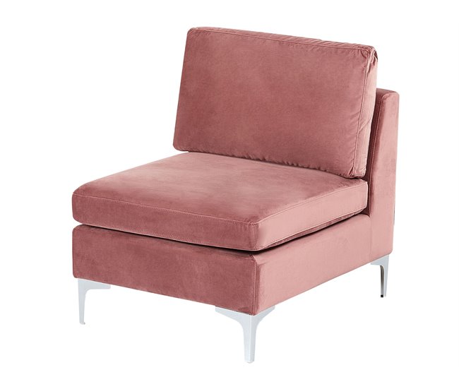 Beliani Sofá de canto com repousa-pés Veludo EVJA Rosa