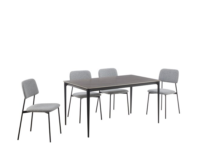 Conjunto de jantar com 1 mesa e 4 cadeiras STONE cinza Cinza