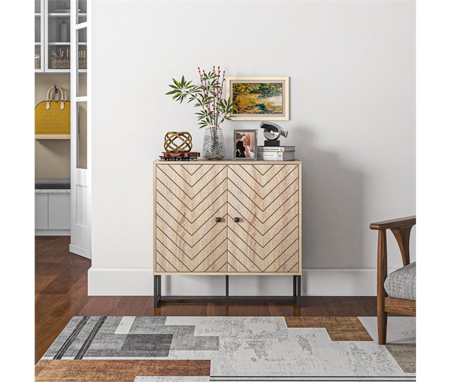 Aparador Melamina de Madeira, MDF e Metal HOMCOM Castanho
