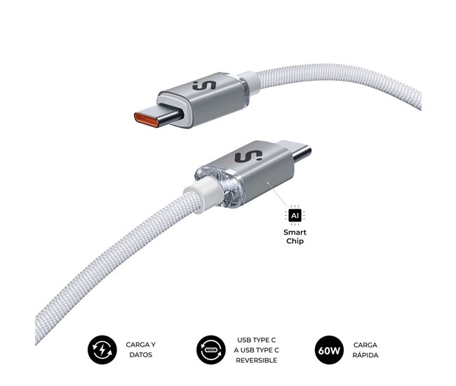 Cabo USB-C para USB-C OPTIMUS Branco
