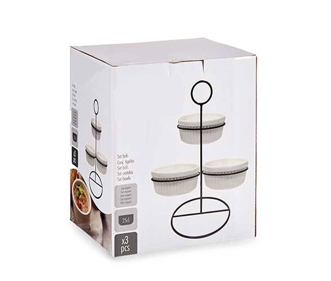 Conjunto de 3 taças redondas + prateleira coleção VESSIA Branco