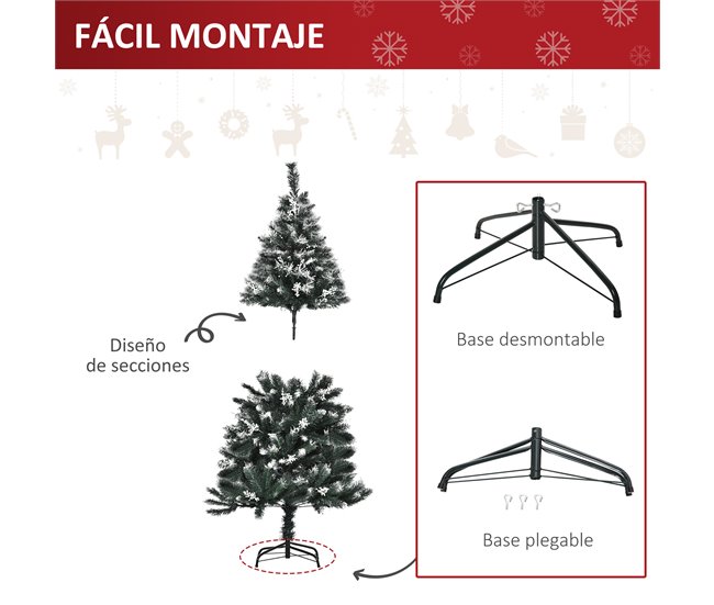 Árvore de Natal PVC e Aço HOMCOM, casa - natal Verde