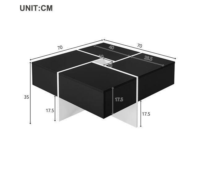 Mesas de centro 70x70 Preto