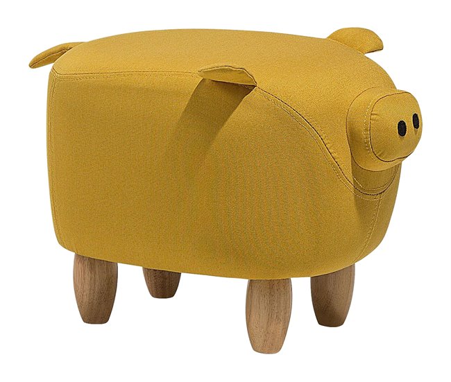 Beliani Pufe animal PIGGY Amarelo