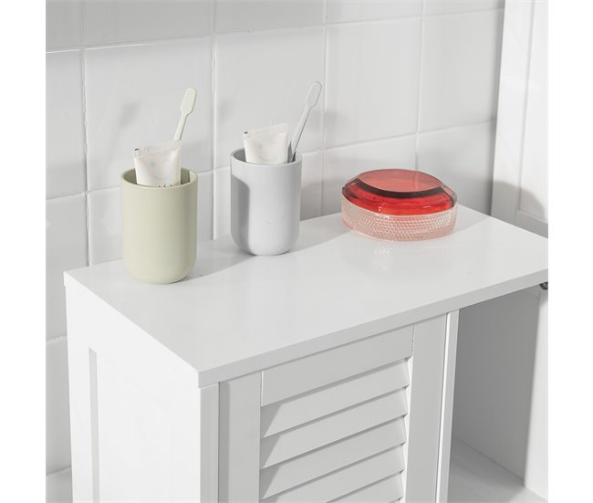Armário de casa de banho 1 porta e 3 prateleiras BZR39-W SoBuy Branco