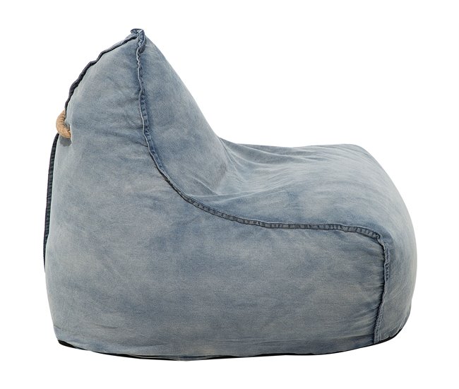 Beliani Pufe DROP LINEN Azul Claro