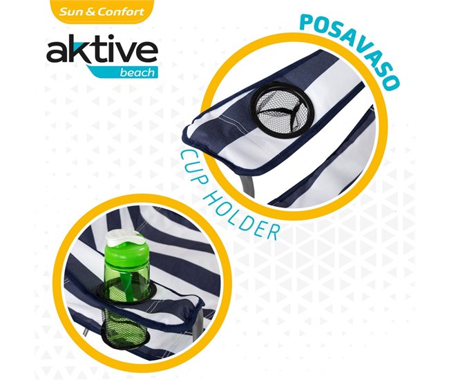 Cadeira de campismo dobrável com porta-copos Aktive Azul