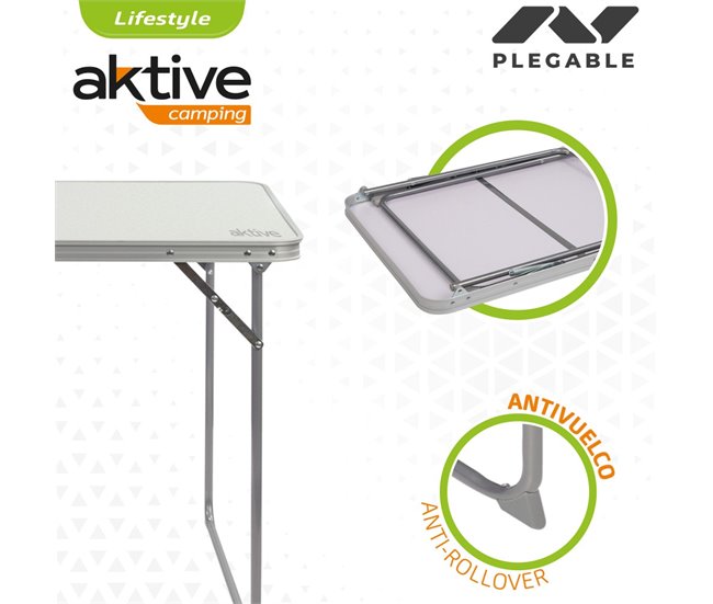 Conjunto de mesa dobrável e 2 cadeiras Aktive Camping Branco