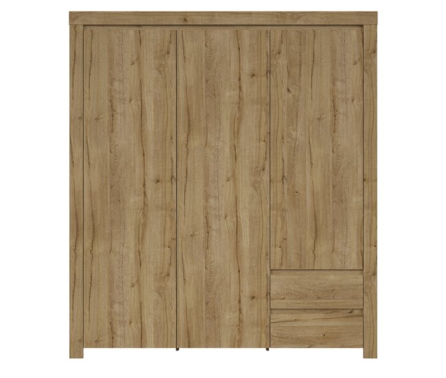 Armário de 3 portas e 2 gavetas Hella Castanho Claro