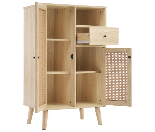 Aparador de painel de partículas com 2 portas e 1 gaveta Madeira