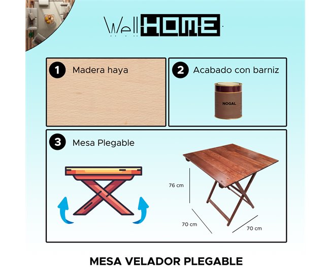 Mesa dobrável Nogal
