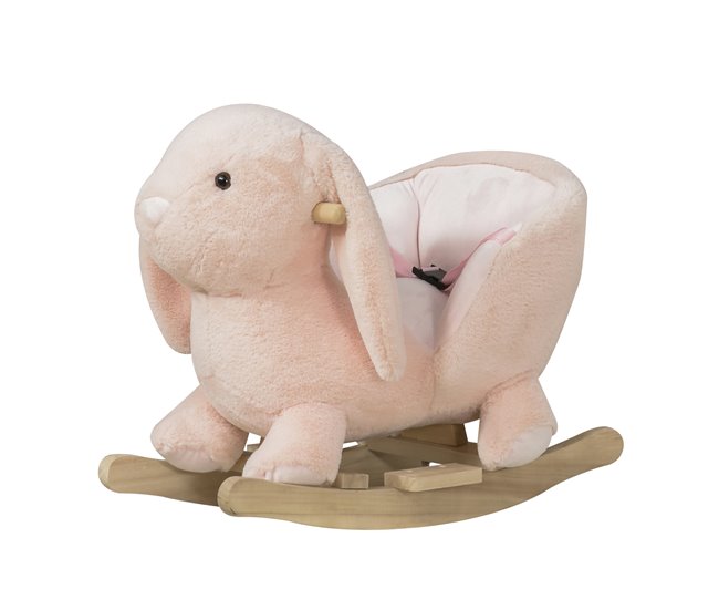 Baloiço para Bebé Pelúcia, Guata, Madeira, Metal HOMCOM Rosa
