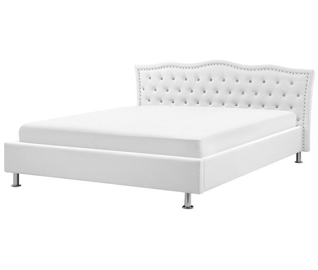 Beliani Cama com estrado Pele sintética METZ 209x215 Branco
