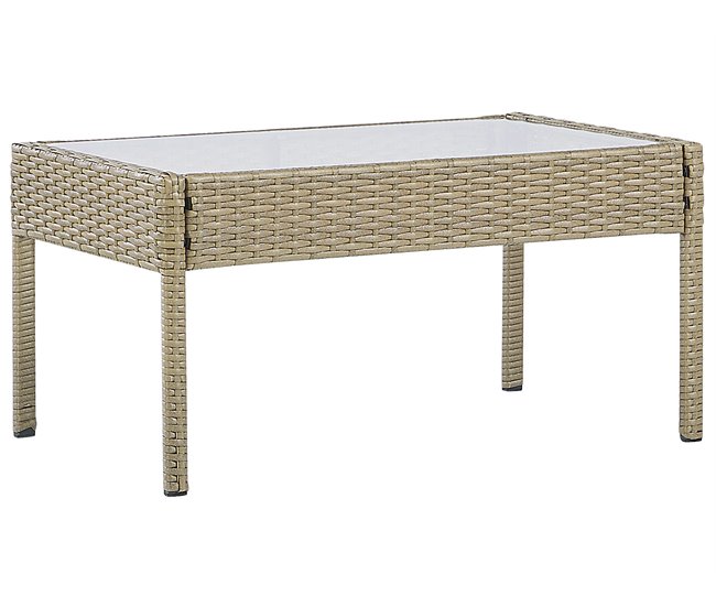 Beliani Conjunto lounge Ratan sintético MARSALA Bege