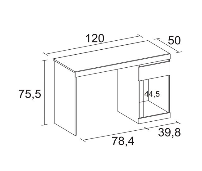 Secretária de escritório BORO 1 gaveta branco Branco