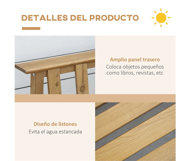 Banco de Exterior Madeira de Abeto Outsunny 144x60 Laranja
