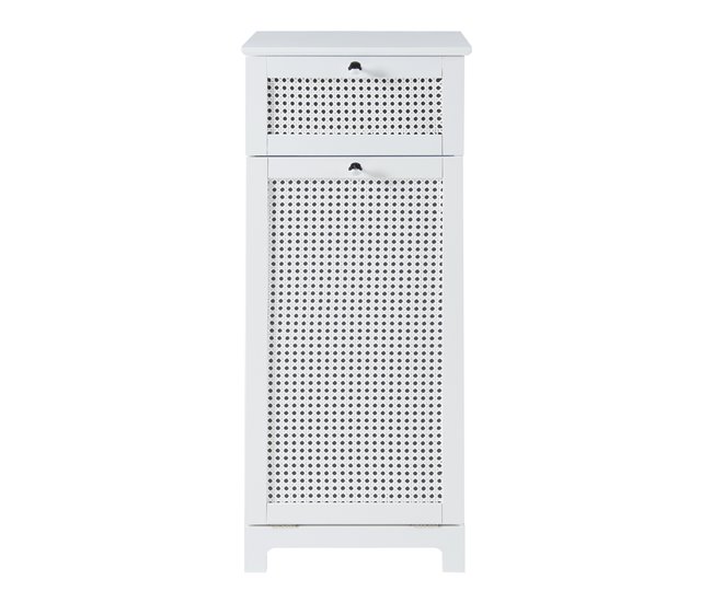Armário para lavandaria Karlsøy com cesto extraível MDF Branco