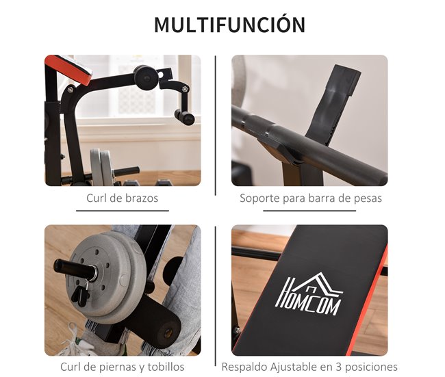 Banco de Musculação HOMCOM A91-054 Laranja
