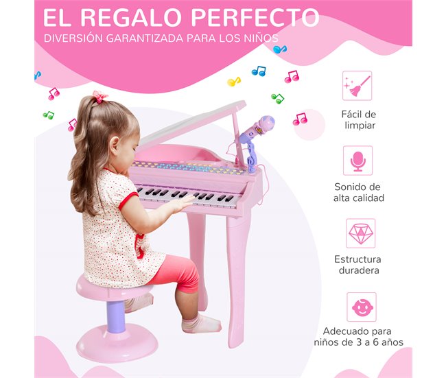 Piano para Crianças ABS HOMCOM Rosa