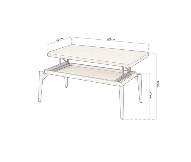 Mesa de centro elevatória Padma 120x60 Branco/ Madeira