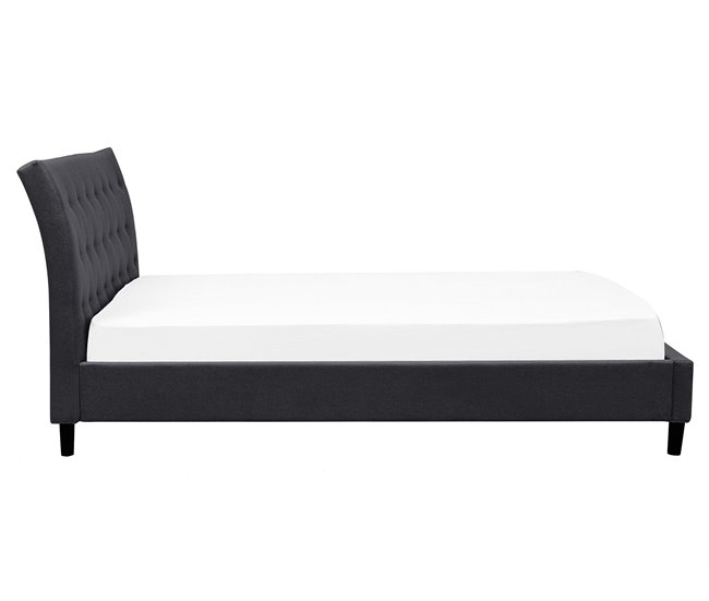 Beliani Cama com estrado Poliéster SAVERNE 177x228 Cinza Claro