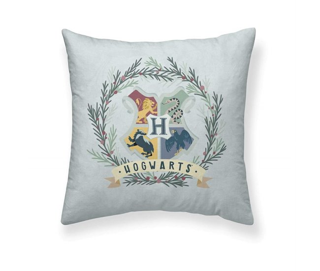 Capa de travesseiro Hogwarts Christmas Cinza Claro
