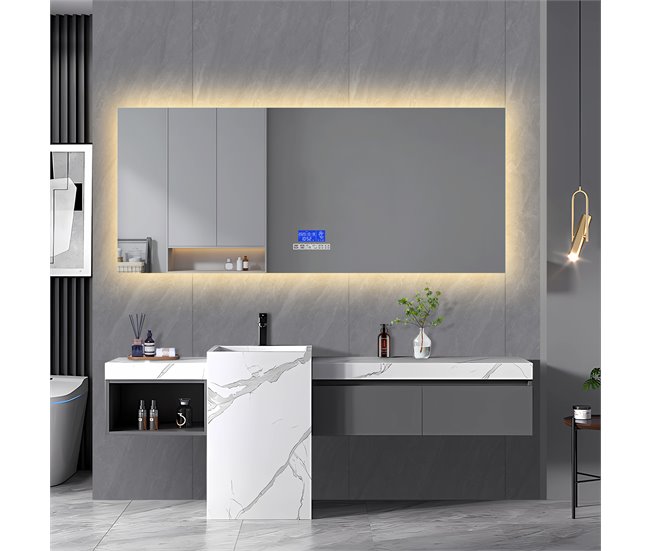 Espelho de banheiro LED redondo 140x4 Transparente