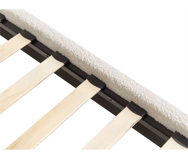 Beliani Cama com estrado Bouclé ROANNE 190x213 Creme