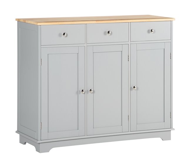 Aparador MDF e Madeira de Borracha HOMCOM, casa - cozinha Cinza