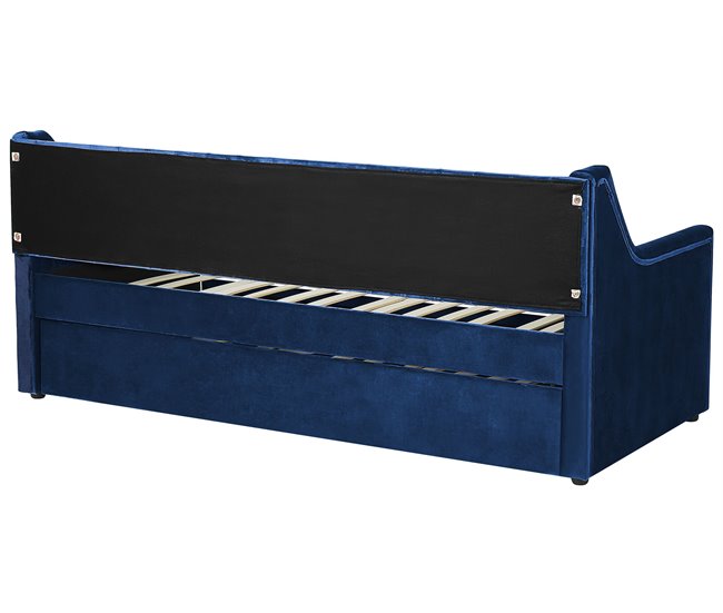 Beliani Cama nido Terciopelo MONTARGIS 91x219 Azul Marino