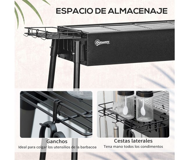 Barbecue a Carvão Aço Inoxidável e Metal Galvanizado Outsunny Preto