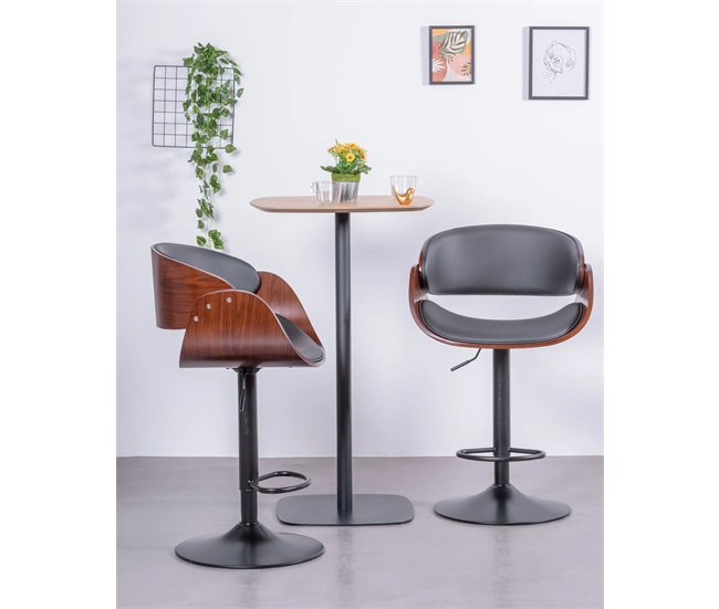 Banqueta ajustável em couro sintético - Burrow Preto