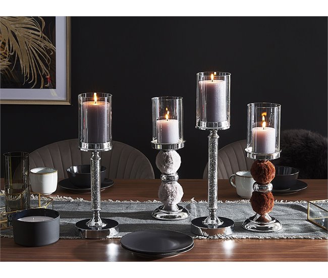 Beliani Candelabro ABBEVILLE Cinza