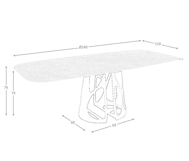 ANGEL CERDA Tabela de jantar barril oval mármore porcelânico e aço preto 238x110 Azul/ Preto