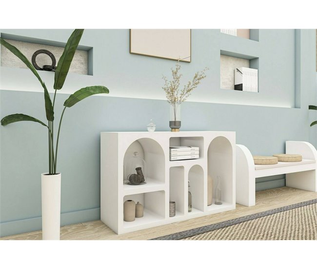 Aparador com efeito madeira 120 Branco