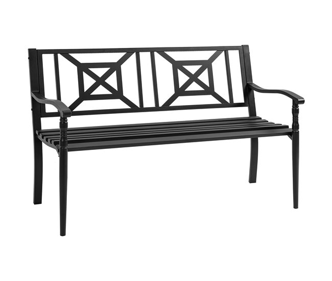Banco de Jardim Aço Outsunny 128x62 Preto