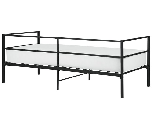 Beliani Cama com estrado Ferro BATTUT Preto