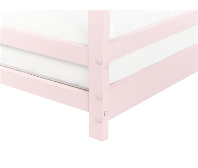 Beliani Cama com estrado Pinho APPY Rosa Talco