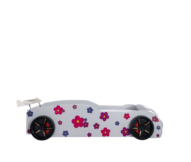 Cama carro HAWAI 90x190 cm com LED's à frente  Branco