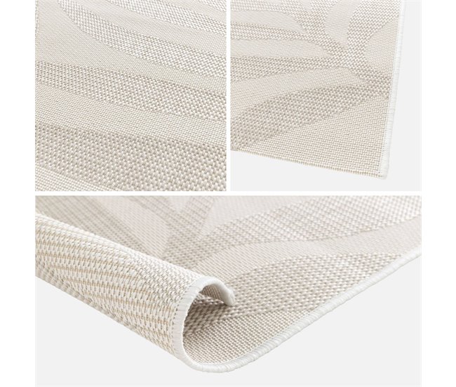 Tapete interior/exterior motivo vegetal poliéster 230x160 Bege