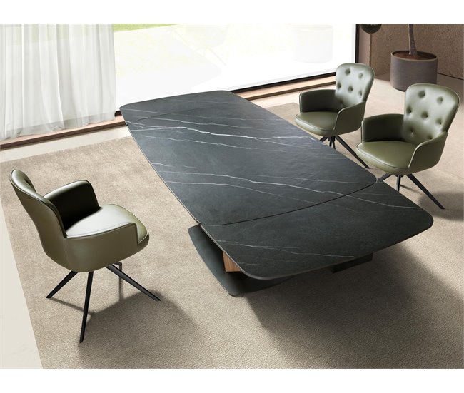 ANGEL CERDA Cadeira giratória em pele de verde escuro Verde